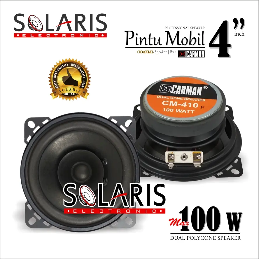 SPEAKER 4 Inch 100 Watt DUAL POLYCONE Speaker Pintu Mobil CARMAN CM-410 Car