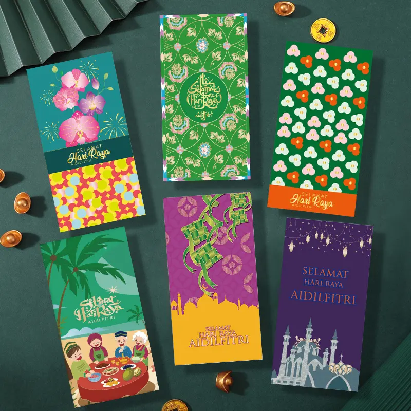 2025 Ramadan Red Envelope Cheap Raya Money Cover 3D Day Angpao 2025 Eid Mubarak Red Envelope Red Packet Lucky Money Bag
