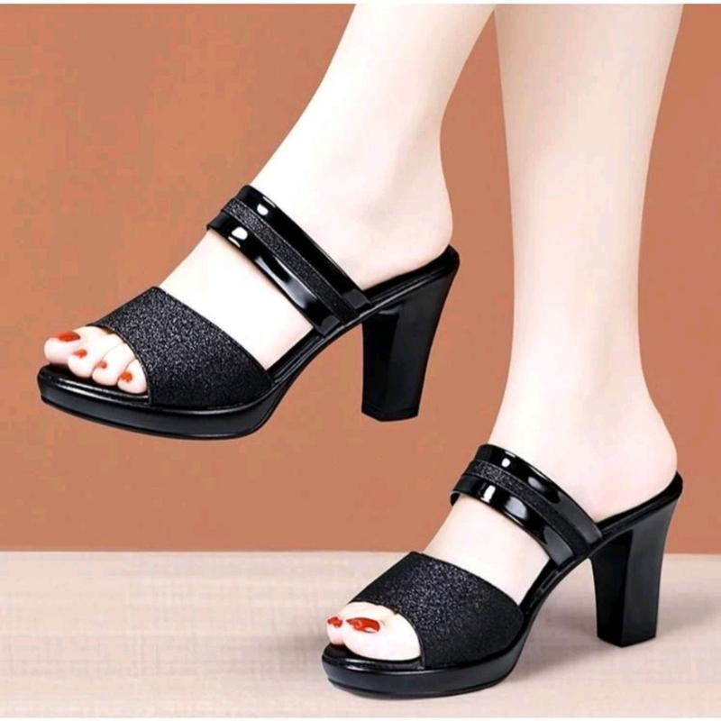 Product Introduction of Dép cao gót nữ Dép cao gót phối da kim tuyến 7f cao cấp Cao Su Sandal Đế Cao DéP 15