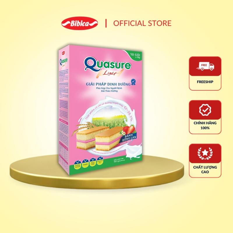 BAO BÌ MỚI - Combo Mix 2 Bánh Bông Lan Quasure Light Bibica 180g (Vị Dâu & Cốm) - Thực phẩm dành cho người ăn kiêng, tiểu đường 1