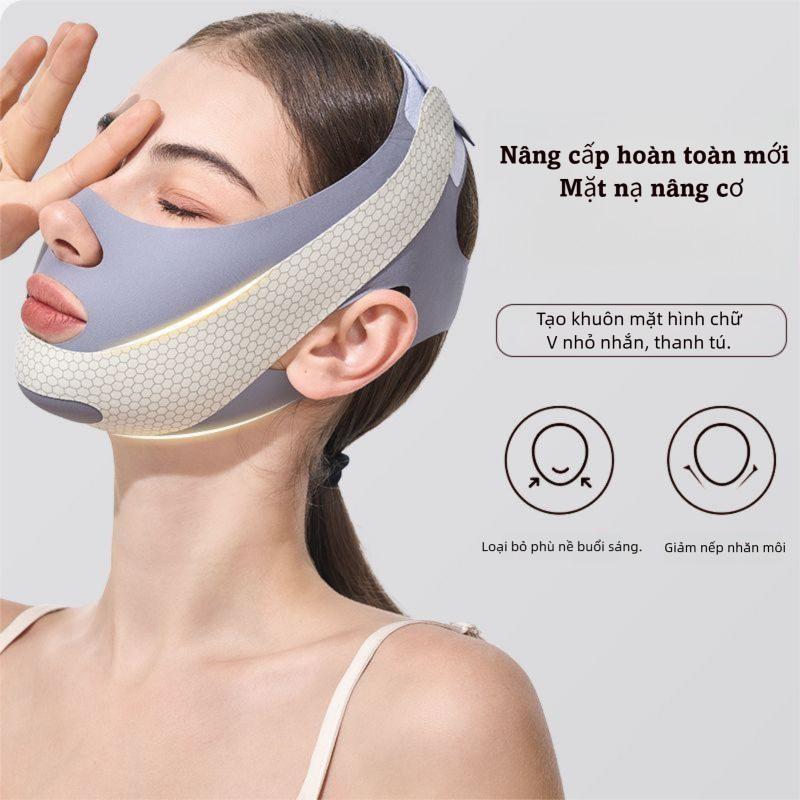 Băng định hình khuôn mặt hai lớp, mặt nạ nâng mặt hình chữ V, dây đeo hai lớp. Dùng cho nếp nhăn rãnh mũi má và chống chảy xệ. Thích hợp sử dụng cả ngày lẫn đêm.
