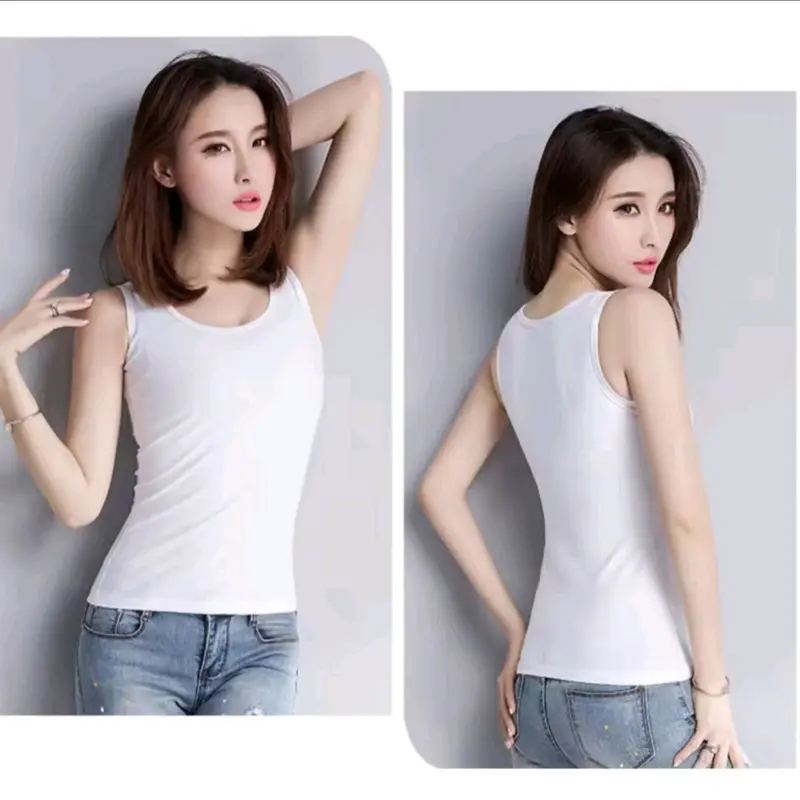 PROMO 3PCS TANKTOP TALI LEBAR BAHAN KAOS/ADEM/TIDAK NERAWANG/ELASTIS Wanita Hitam 6