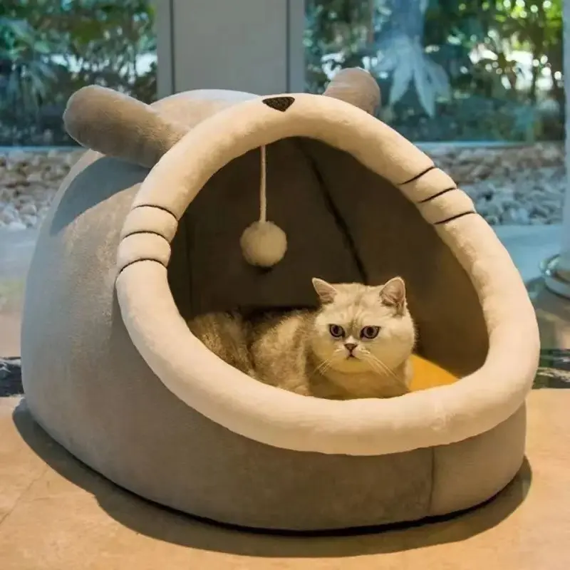 Cat Bed All-Season Warm Winter Dog Bed All-Season Universal Supplies Enclosed Cat Bed Removable Washable Pet Bed