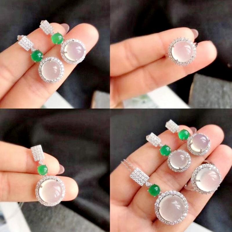 Product Introduction of Elegant Fashion Natural zircon Stud Earrings Ring Pendant Necklace Fashion accessories Set High Ice Perfect zircon Three-Piece Set Anniversary Auspicious Birthday 22