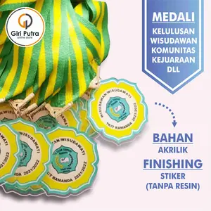 Medali Kelulusan sekolah / Paket 10 PCS Medali Wisuda / Medali Akrilik Stiker