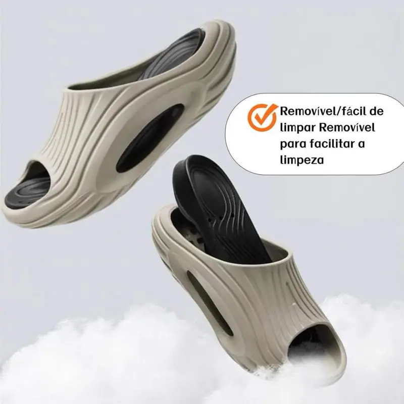 Chinelos unissex de conforto em EVA removível de dupla camada, antiderrapantes e fáceis de calçar