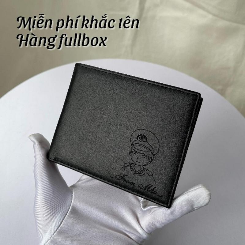 [ĐÃ GÓI QUÀ ]  Ví Nam Khắc Tên Da Bò Cánh Lật Gập 3 Cao Cấp , bóp nam da bò thật bảo hành 24 tháng - Tặng Hộp Nơ Túi Thiệp Để Làm ( Quà Tặng Cho Người Yêu Hoặc Bố ,người thân ý nghĩa )  Wallet  ngày lễ tình yêu Hình Chữ Nhật Nhiều Ngăn