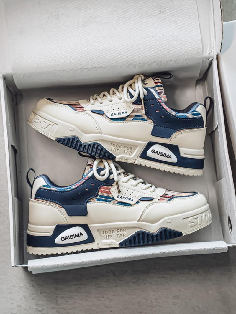 Product Introduction of Men's Fashionable Colorful Lace Up Low Top Sneakers, Casual Comfortable Sports Running Shoes, Trendy All-match Sneakers for Daily Wear 4