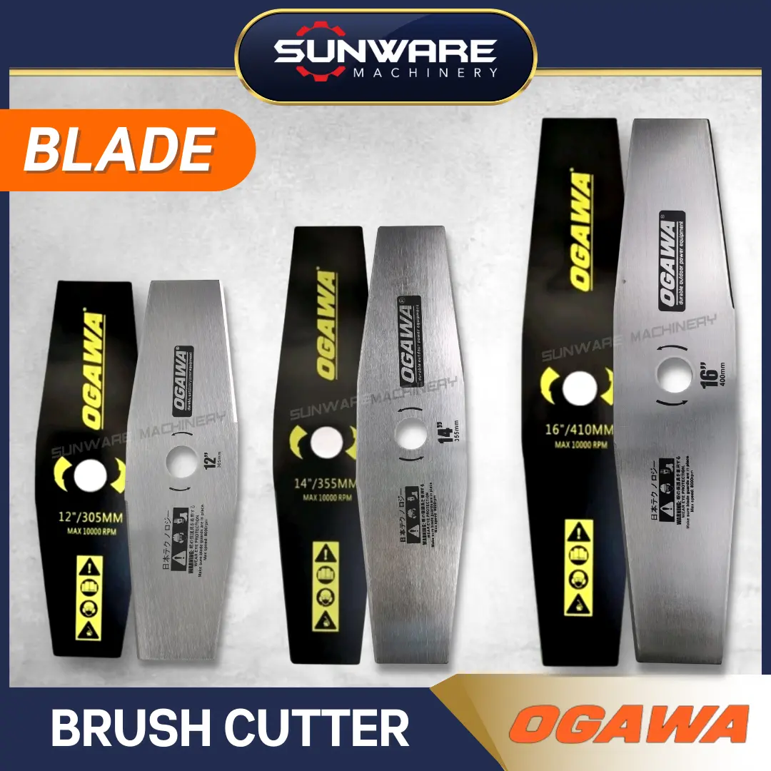 OGAWA 12/14/16 Inch Brush Cutter Metal Blade Mata Pisau Mesin Rumput (Standard Shape | Black or Silver)