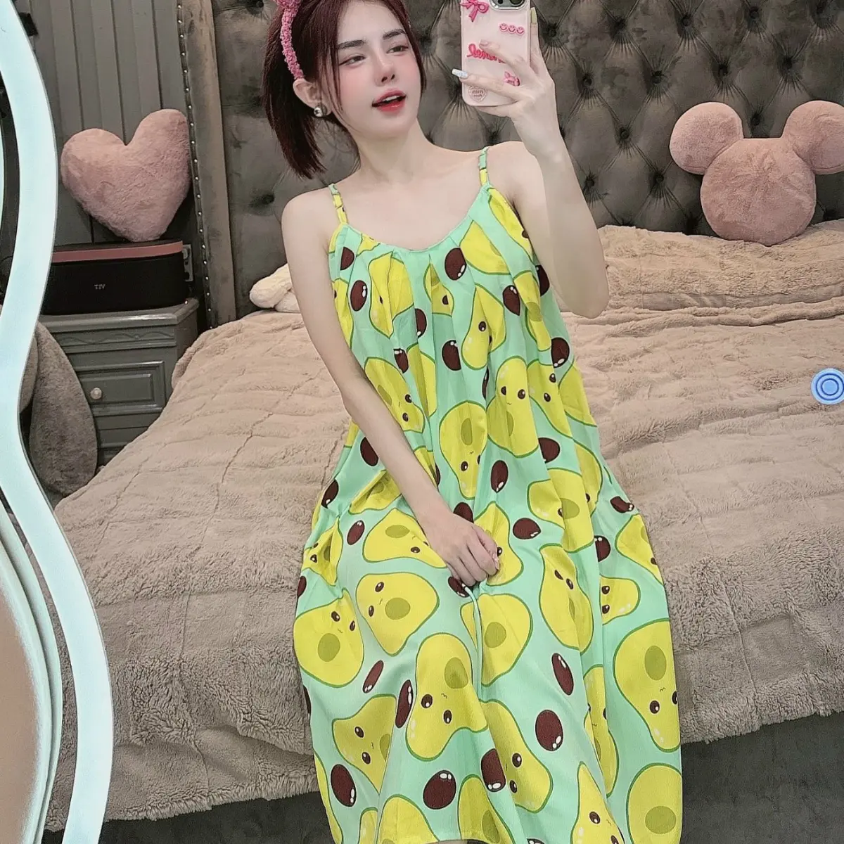 Đầm 2 dây váy ngủ mặc nhà chất lụa mềm nhẹ mát phom 45-60 kg Dress Đầm Ngủ Nữ Women