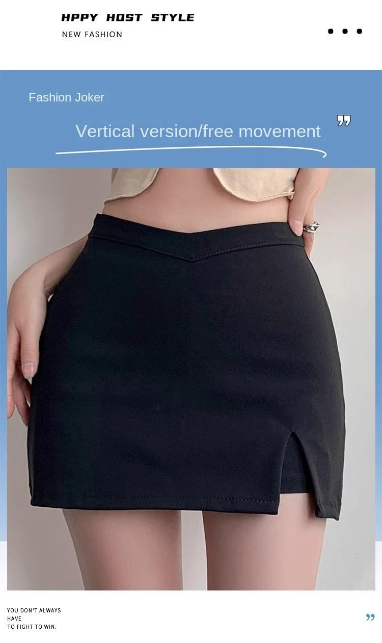 Product Introduction of Black midi skirt for women, spring new style, sexy and sexy girl, high waist, tight fitting, hip hugging skirt, pure desire style, A-line ultra short skirt 6