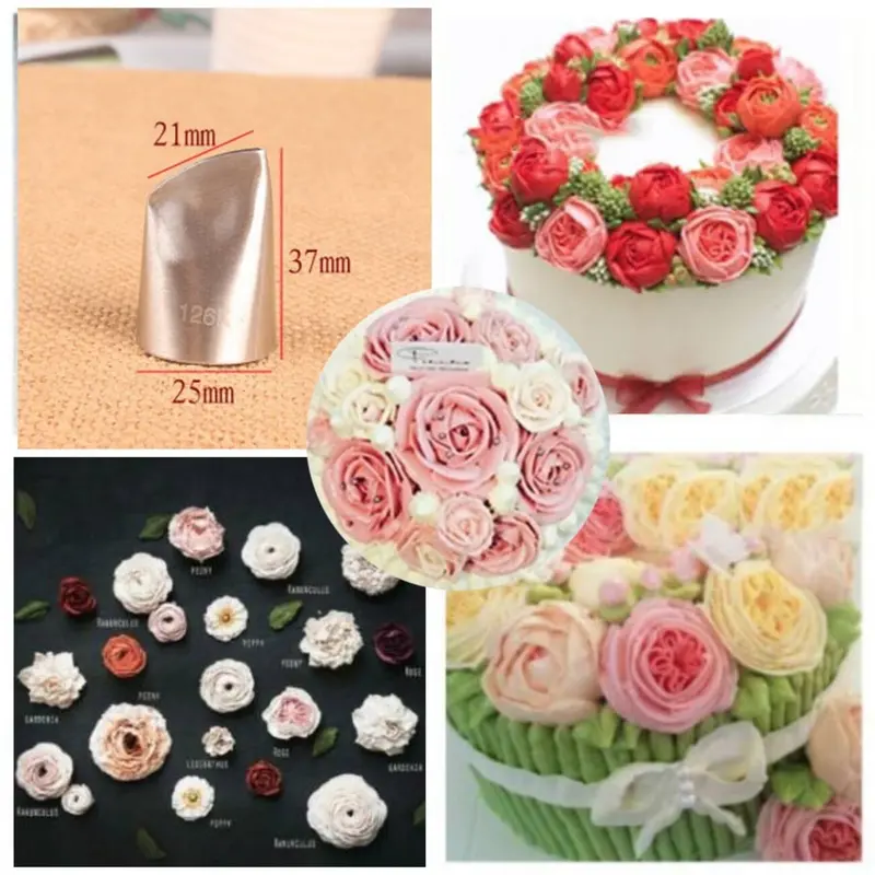 Spuit mawar besar no 126K impor alat dekorasi kue wedding cake ulang tahun loyang cetakan 126 bolu hiasan stainless Steel 1
