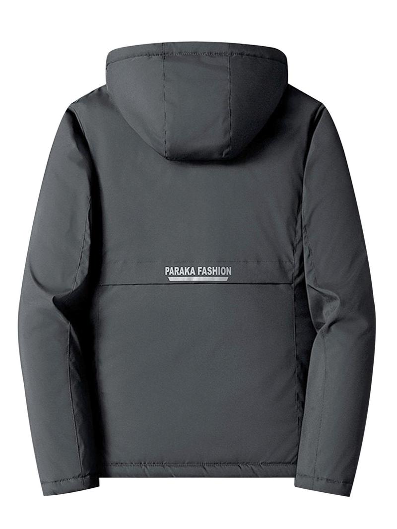 Product Introduction of Men's Solid Thermal Lined Zip Up Heated Jacket with Detachable Hood, Zipper Pockets Long Sleeve Coat Outerwear for Winter, Jackets for Men, Men's Clothing, Workwear Jacket Menswear Tops Underwear Hoodie Human Bestie Beige Casual Gamis 8