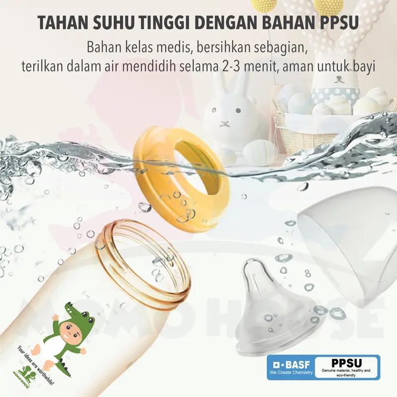MOMO HOUSE PPSU Botol Susu Bayi Botol Bayi Wide Neck Bottle Botol Susu Baby Botol Bayi Ppsu Accessories Minum 5