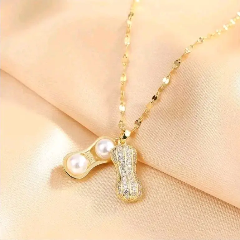 #29 Kalung Liontin Kacang Perhiasan Titanium - GOLD