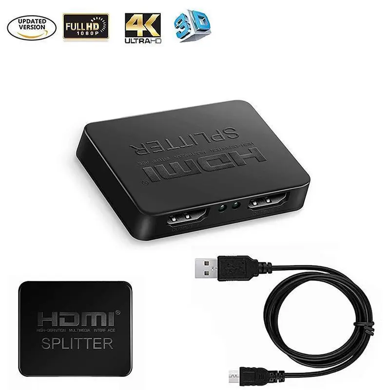 Bộ Chia HDMI, 1 Vào 2 Ra, Bộ Chia 3D HDMI 4K, Cho Màn Hình Kép, Bộ Chia HDMI 2 Cổng Tốc Độ Cao, Bộ Chia Bộ Khuếch Đại HDMI Full HD, Tương Thích Với Xbox, PS4, PS3, DVD, HDTV Phụ Kiện Nghe Nhạc 0