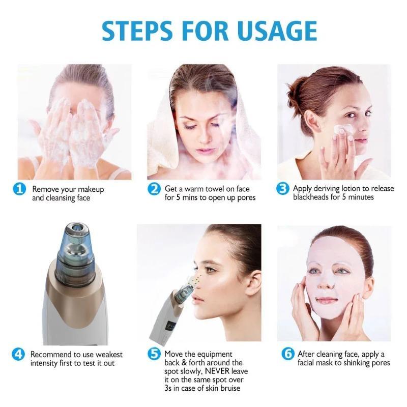 Product Introduction of USB Rechargeable Electric Pore ​​Cleanser, 1 Box Vacuum Suction Blackhead Instrument with 5 Beauty Heads & Acne Needles, Facial Beauty Instrument, Christmas 3
