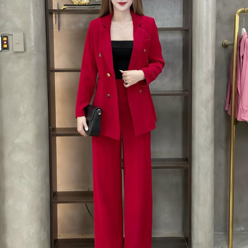 Bộ Vest Nữ 2 Món Áo Blazer Tay Dài 2 Lớp Quần Xuông Nhiều Màu PP291 2