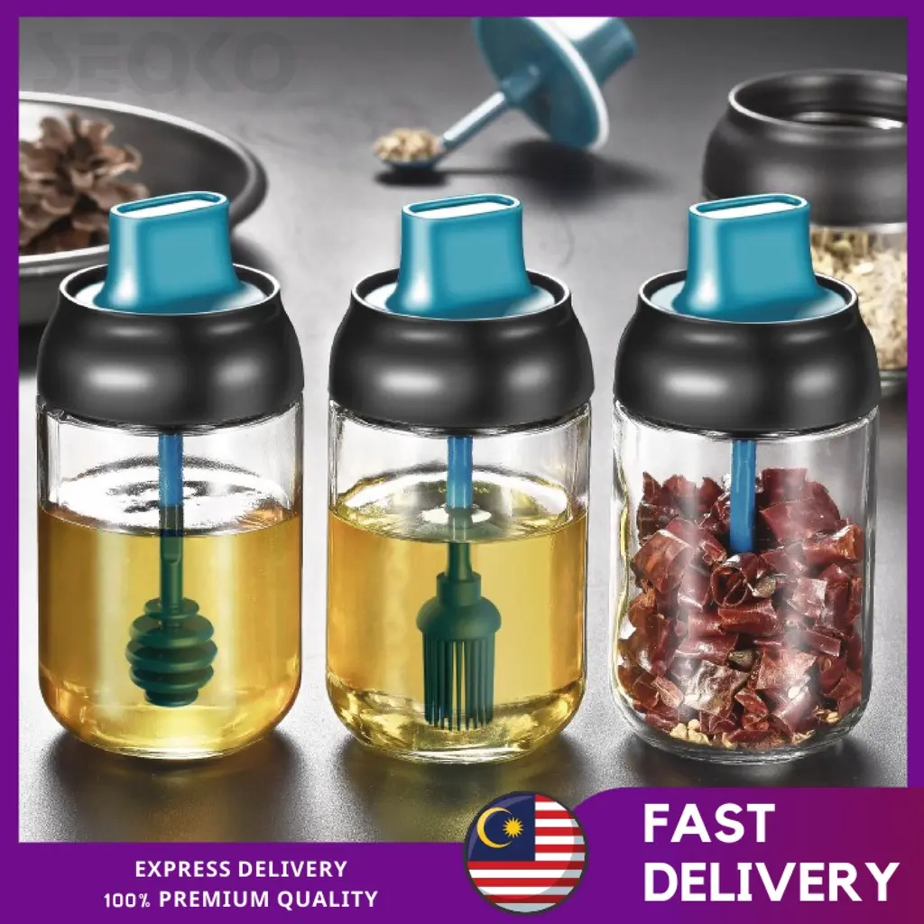 Botol Rempah Kaca Lutsinar dengan Sudu Bekas Garam dan Rempah Gred ...