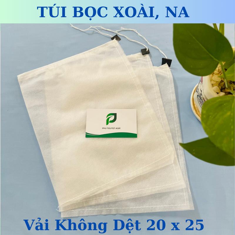 100 túi vải bọc xoài na kích thước 20x25 túi rút có nút cao su túi bao trái chống côn trùng ruồi vàng