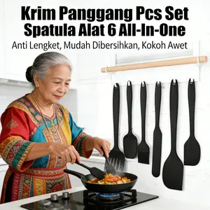 Set Peralatan Memanggang & Kue Silikon 6-in-1 - Spatula, Pengikis, Kuas Oles, Sendok Takar, Pengaduk, Cetakan Kue Premium 6in1 untuk Memasak dan Memanggang, ukuran 6 inchi, kualitas premium, mudah digunakan