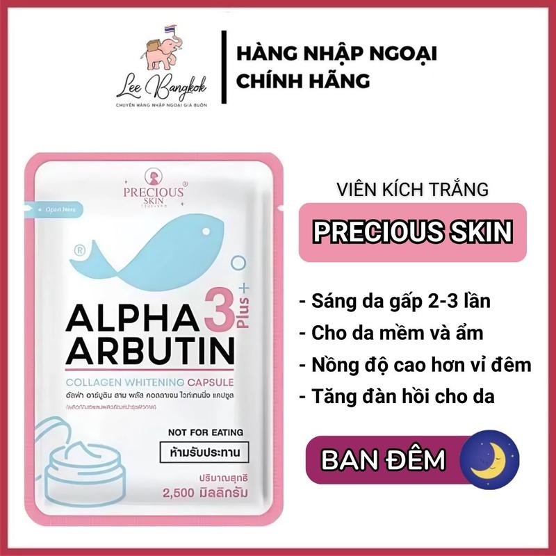   Chuẩn Thái  Vỉ 10 Viên Kích Trắng Và Dưỡng Trắng Da Alpha Arbutin Whitening Plus Precious Skin Thái Lan - LEEBANGKOK 