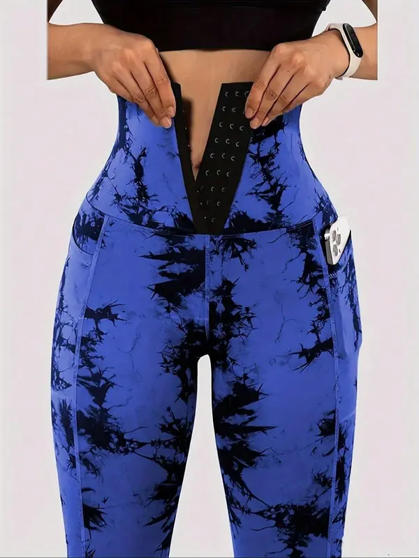 Women's Tie Dye Print High Waist Sports Leggings, Casual Comfy Breathable Seamless Skinny Pants for Yoga Gym Workout Running, Ladies Sportswear for All Seasons 5