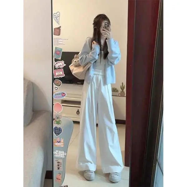Bộ Đồ Ba Mảnh Phù Hợp Với Dòng Muối, Phong Cách Nhẹ Nhàng, Sữa Tuyệt Vời, Áo Cardigan Dệt Kim Tốt, Quần Thường Ngày, Bộ Đồ Mùa Thu