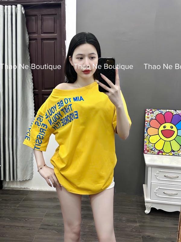 Product Introduction of ÁO THUN UNISEX NỮ TAY NGẮN TRỄ VAI IN CHỮ FORM RỘNG COTTON 13