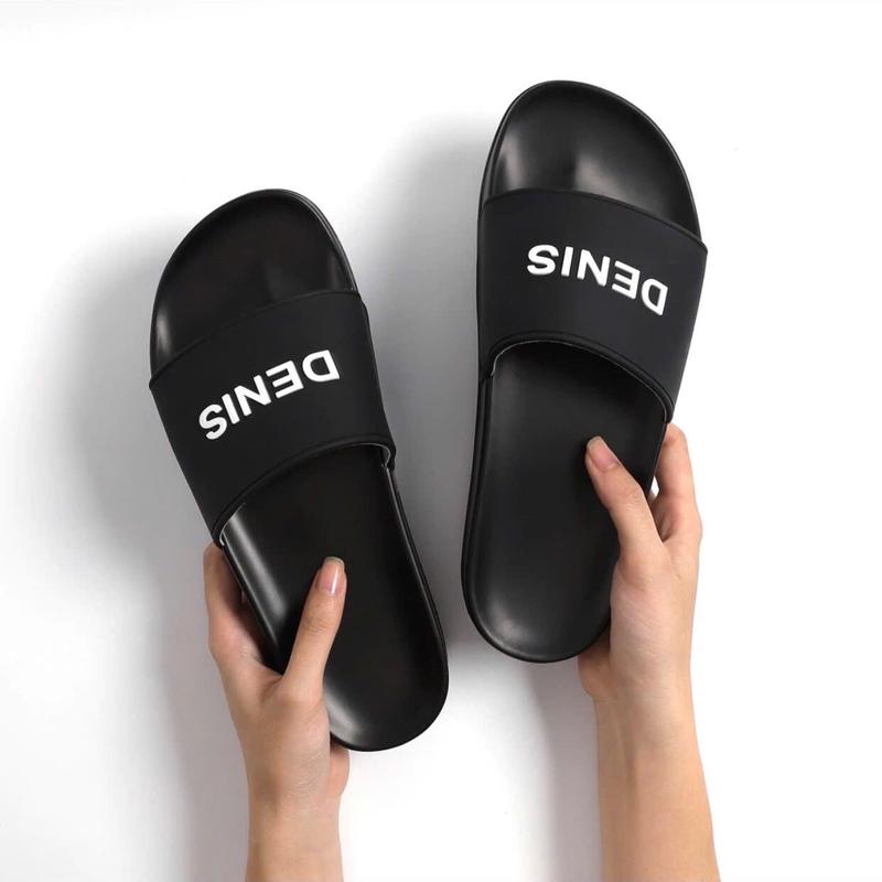Dép lê in chữ nổi ĐÊ NI nam nữ size 35-42 dép dẻo nhẹ DéP Slipper Quai Ngang Đế Bằng Đồng 4