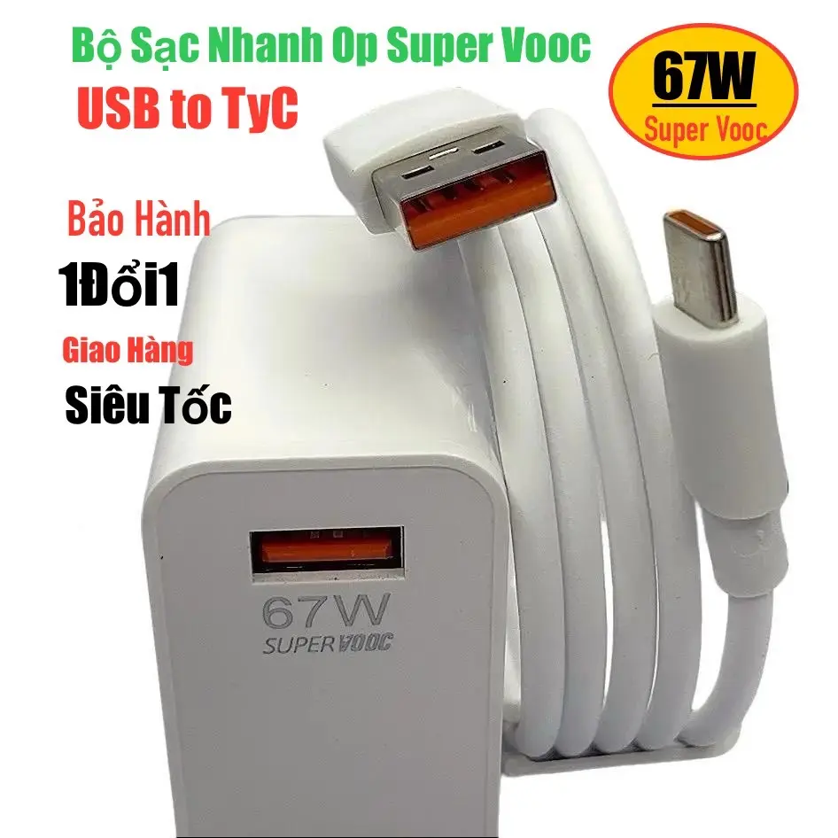 Bo o.p sạc nhanh 67W ,super Vooc sack nhanh phun dong usb to ty-c Phụ Kiện Sạc Điện Thoại