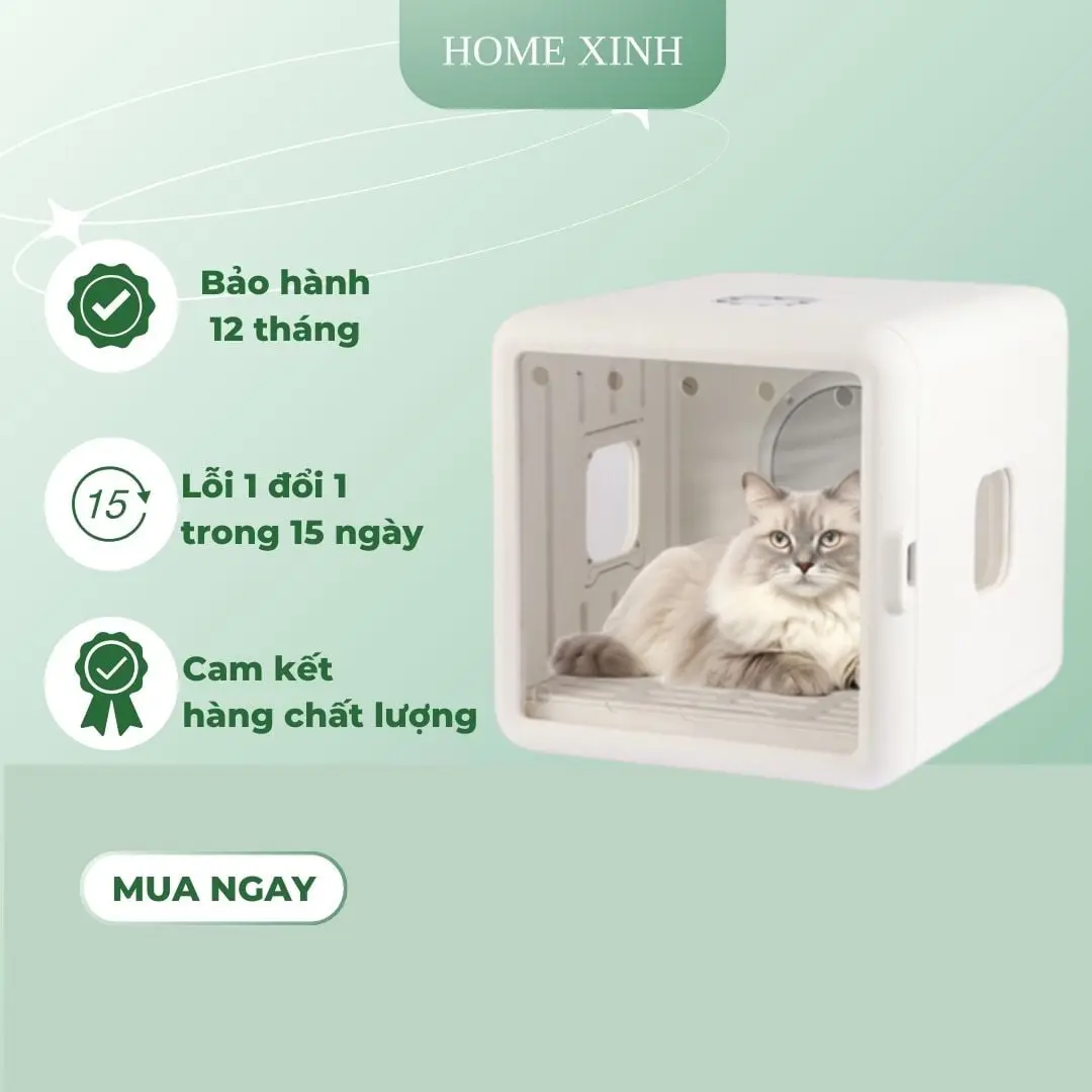 Hộp sấy hong khô thú cưng trong suốt siêu tĩnh lặng, công suất 1200W có thể gập lại trong không gian rộng lớn TAIL