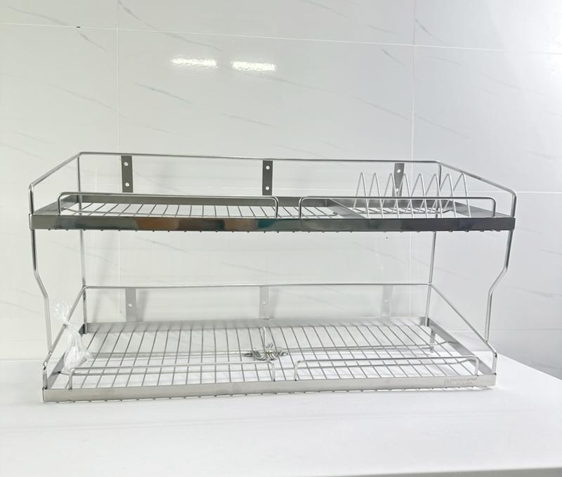 HÀNG THƯƠNG HIỆU Kệ Chén 2 tầng Đựng Chén Bát Treo Tường 100% INOX 304 hàng dày chắc chắn đánh bóng đẹp Kitchen
