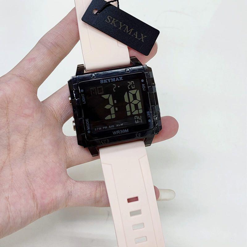 JAM TANGAN ORIGINAL WANITA SKYMAX DIGITAL CASE TRANSPARAN RUBBER Digital 3