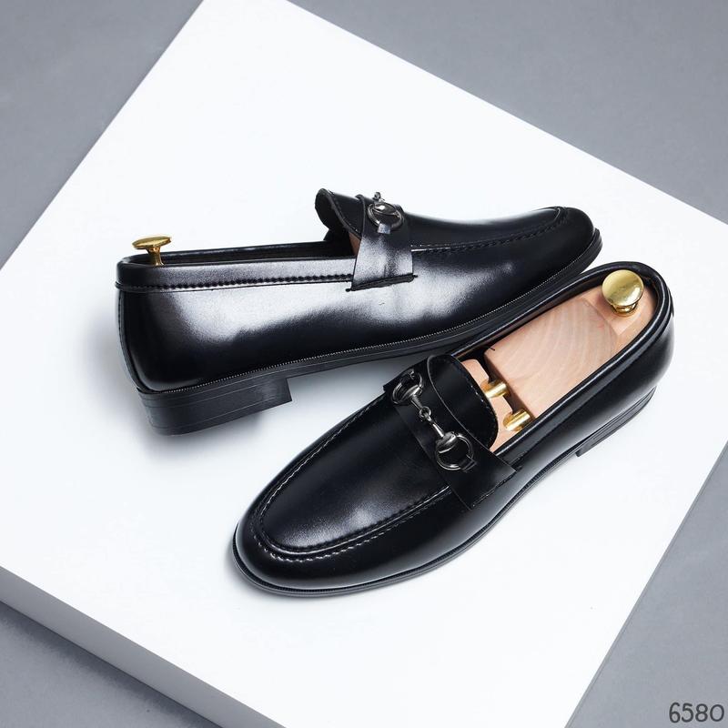 Giày tây nam da mềm phối khóa thời trang, đế khâu sẵng