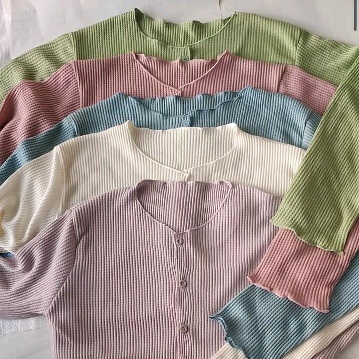 Cardigan Wanita  Waffle Crop 2