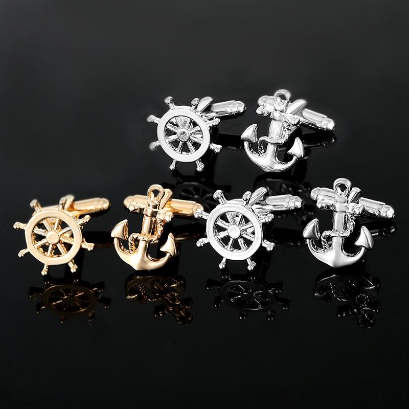 Product Introduction of 1Pair Fashion Rudder Gold Silver Shape Cufflink Business Gift for Boyfriend Accessories for Men Wedding New Design Cuff Shirt Cufflinks 15