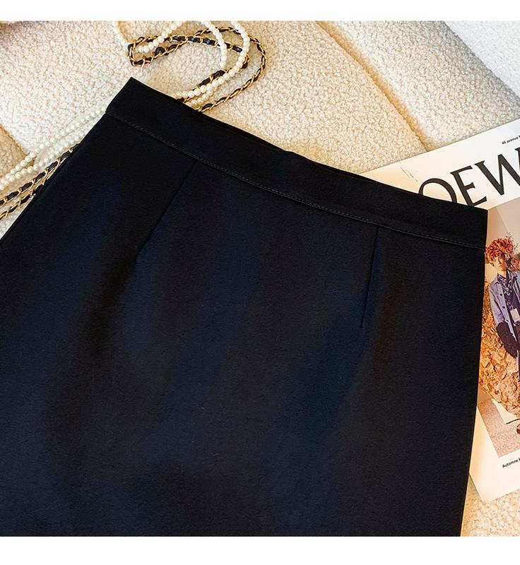 Product Introduction of AMMIN Korean style zipper high waist fashion pleated chiffon skirt Women 2024 Spring Fall retro solid color commuter A-line anti-slip hip wrap one-step dress 18