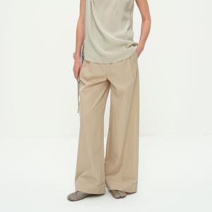 Perfect for Spring: Silk Cotton Wide-Leg Pants with Pleat Detail