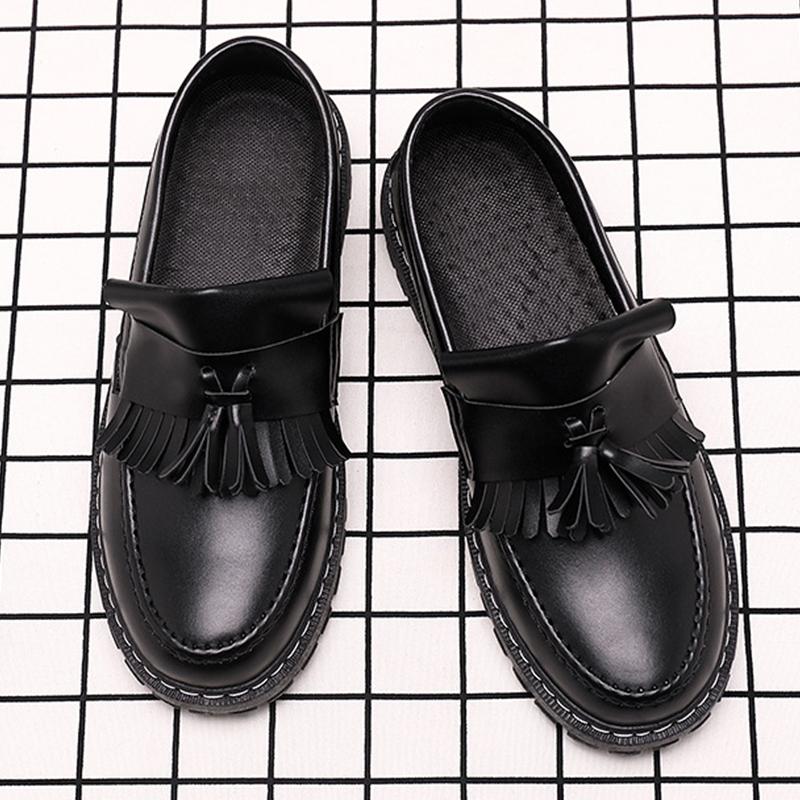 Kasut Kulit Hitam Pasangan Korea, Loafers Fesyen, Kasut Oxford Kasual Pusam, Saiz 36-45, Didatangkan dengan Kotak 7
