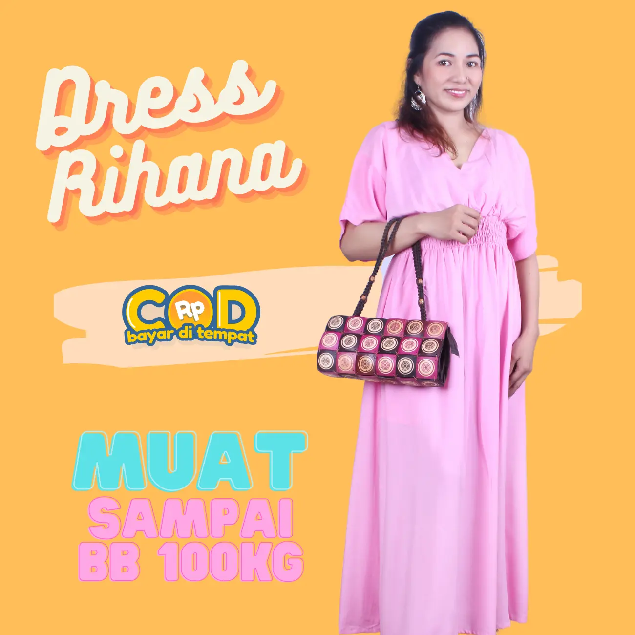 DRESS RIHANA DAN MOZA BAHAN RAYON LINGKAR DADA 110 - 140CM Busui Daster Karet Motif Panjang Wanita Santai casual baju midi gamis