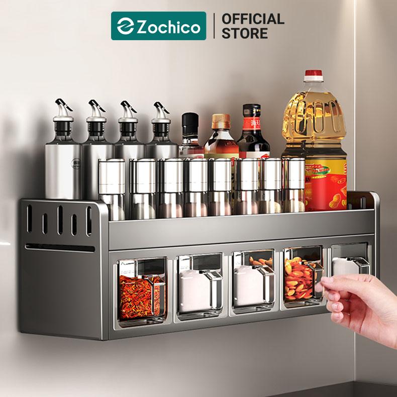 Kệ đựng gia vị treo tường đa năng, tích hợp hộp đựng gia vị, tiết kiệm không gian nhà bếp Zochico