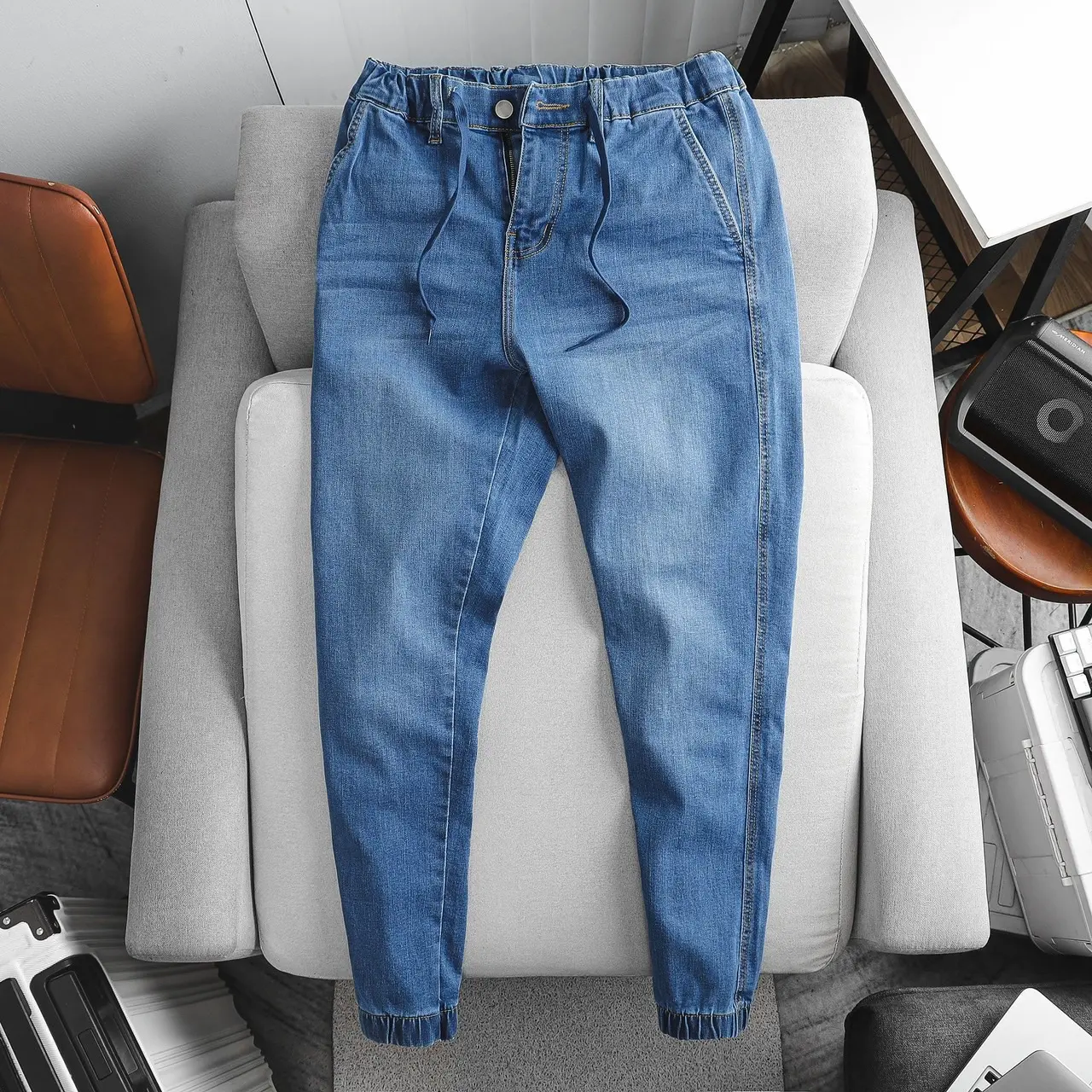 Quần Jean nam kiểu Jogger chất co dãn dày dặn form Slimfit ôm vừa phải mặc cực tôn dáng trẻ trung đi chơi, du lịch hoặc mặc hàng ngày Menswear Có Túi Pants thông thường khỏe mạnh quần dài áo jeans dai xanh quanjogger quanjeans namsale bò quanjean slim fit