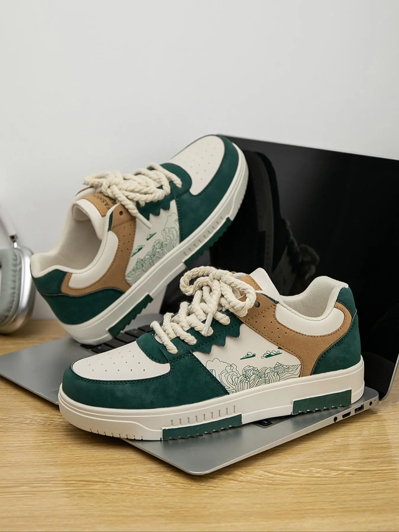 Men's Fashionable Colorblock Patchwork Design Lace Up Low Top Sneakers, Work Shoes, Casual Comfortable Sports Shoes for Outdoor Hiking, Trendy All-match Sneakers for Daily Wear, Closed
