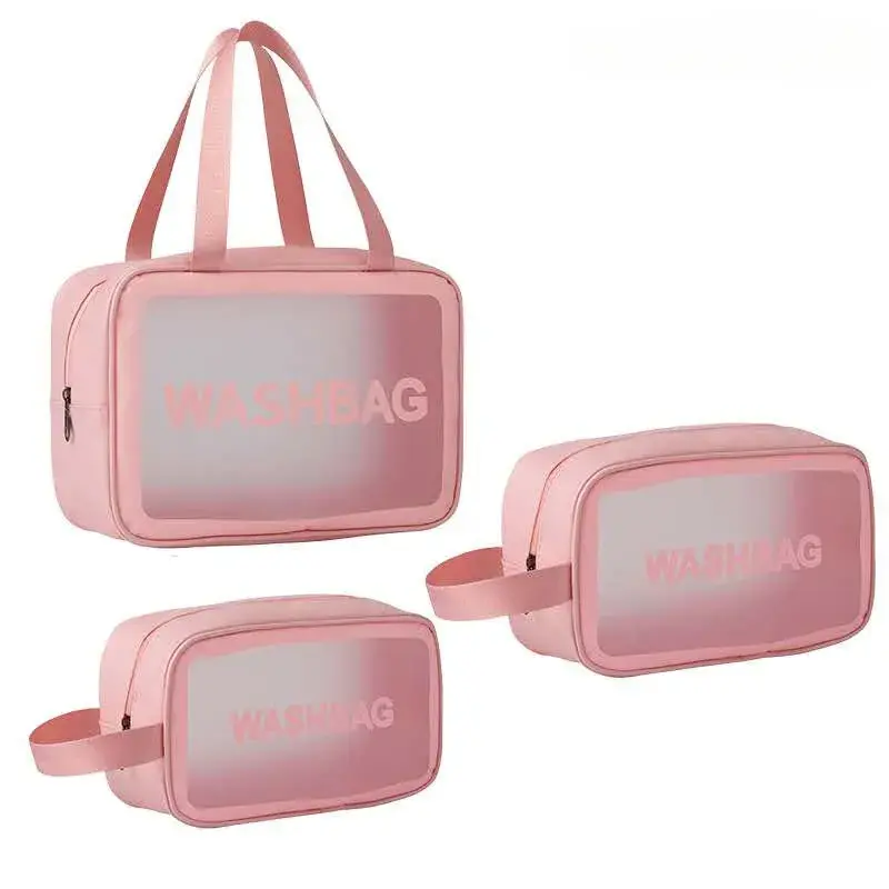 Túi đựng mỹ phẩm 2 ngăn Washbag, chất liệu da PU, PVC trong suốt, có tay cầm TD40