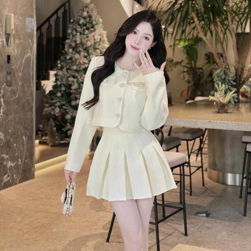 Set Váy Tiểu Thư Dáng Ngắn Xếp Ly Dạ Tweed Thời Trang Keelin Đầm Đẹp Lấp Lánh Sang Chảnh Tiểu Thư N175