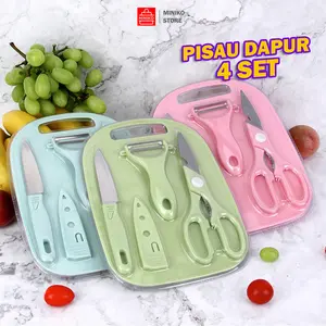 Pisau Set keramik 4 in 1 /Pisau Set Talenan Pisau Buah Alat Dapur Pengupas Stainless Kitchenware Knife Pisau Murah Pisau Dapur