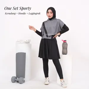 One Set Sporty ( kerudung + Baju + Leggingrok) (belum manset)