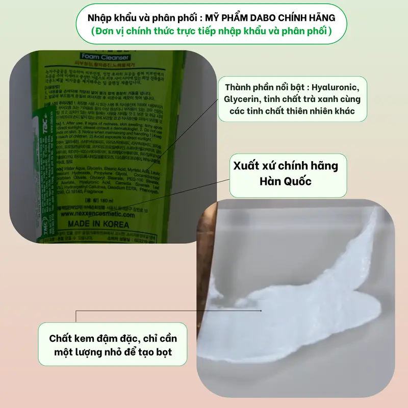 DABO Sữa rửa mặt tinh chất Trà xanh hỗ trợ giảm mụn, dành cho da dầu mụn - DABO Green Tea Foam Cleanser 180ml Skincare Nữ 3