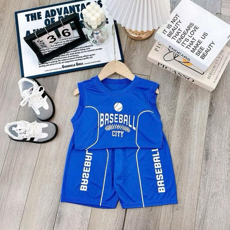 ￼Set bộ quần áo ba lỗ mùa hè dành cho bé trai 14-52kg baseball bóng rổ Chất liệu co dãn thoáng mát 3